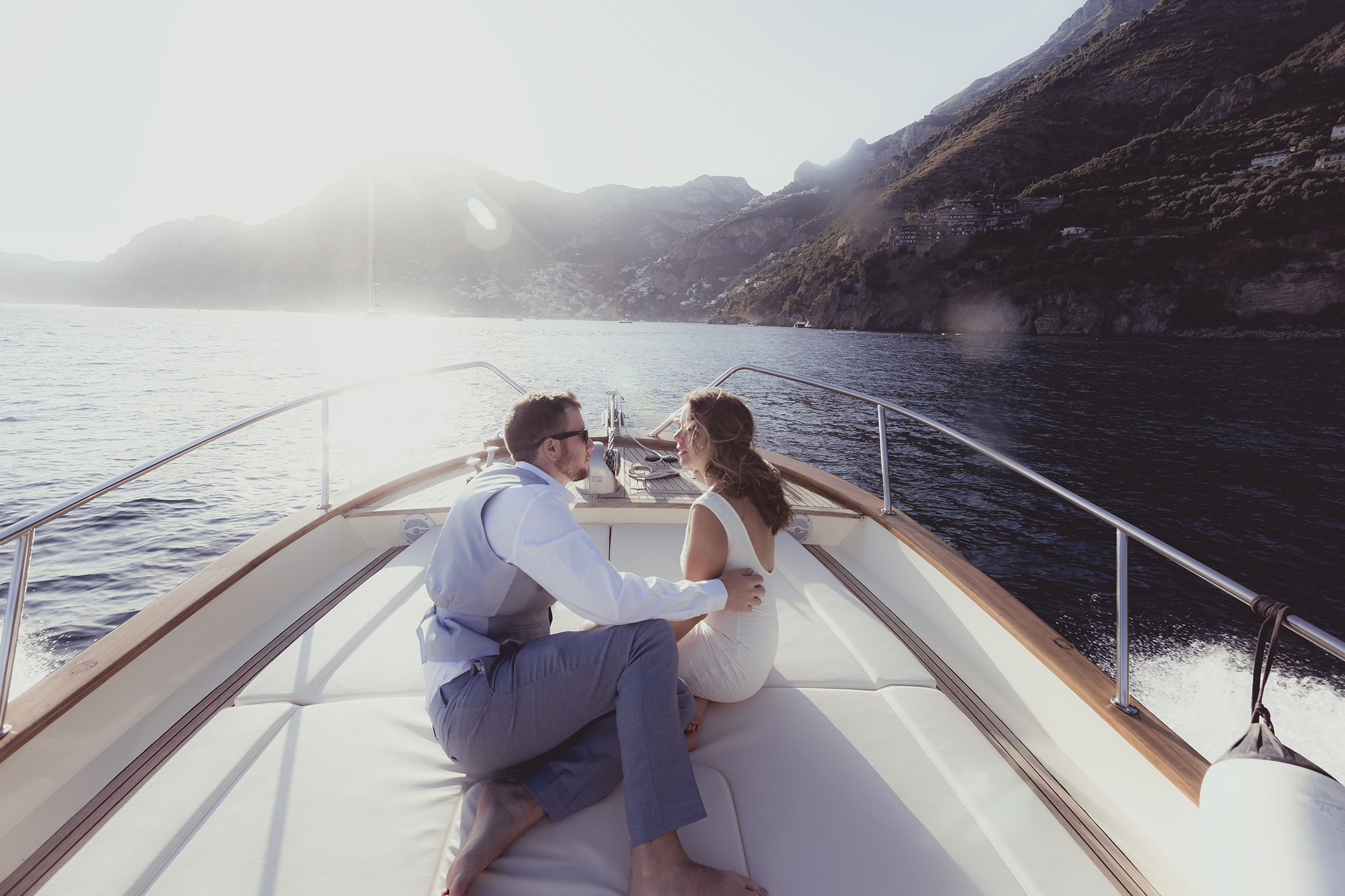 positano elopement on a boat